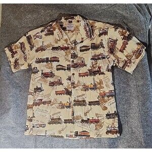 DAVID CAREY Shirt Mens Large California‎ Train Railway Sunset Limited Special